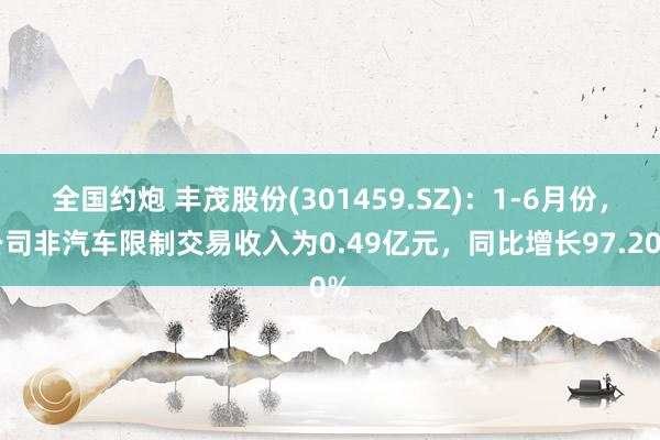 全国约炮 丰茂股份(301459.SZ)：1-6月份，公司非汽车限制交易收入为0.49亿元，同比增长97.20%