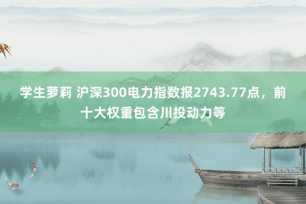 学生萝莉 沪深300电力指数报2743.77点，前十大权重包含川投动力等