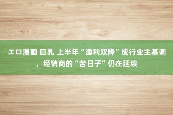 エロ漫画 巨乳 上半年“渔利双降”成行业主基调，经销商的“苦日子”仍在延续