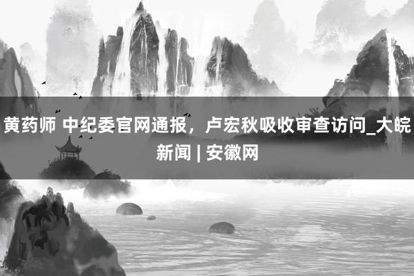 黄药师 中纪委官网通报，卢宏秋吸收审查访问_大皖新闻 | 安徽网