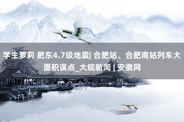 学生萝莉 肥东4.7级地震| 合肥站、合肥南站列车大面积误点_大皖新闻 | 安徽网