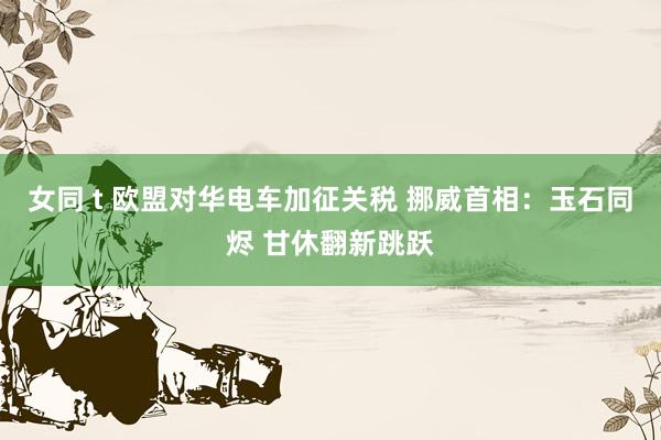 女同 t 欧盟对华电车加征关税 挪威首相：玉石同烬 甘休翻新跳跃