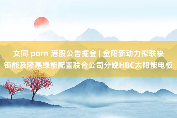 女同 porn 港股公告掘金 | 金阳新动力拟联袂钜能及隆基绿能配置联合公司分娩HBC太阳能电板