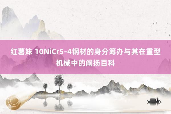 红薯妹 10NiCr5-4钢材的身分筹办与其在重型机械中的阐扬百科