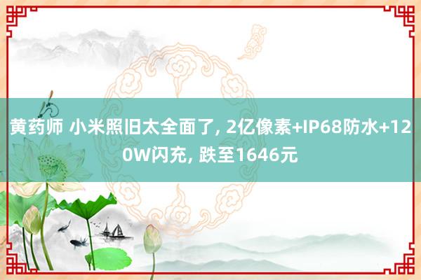 黄药师 小米照旧太全面了, 2亿像素+IP68防水+120W闪充, 跌至1646元