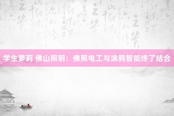 学生萝莉 佛山照明：佛照电工与涂鸦智能终了结合