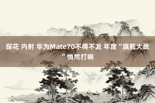 探花 内射 华为Mate70不得不发 年度“旗舰大战”悄然打响