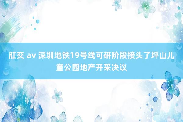 肛交 av 深圳地铁19号线可研阶段接头了坪山儿童公园地产开采决议