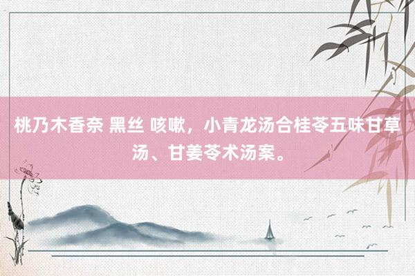 桃乃木香奈 黑丝 咳嗽，小青龙汤合桂苓五味甘草汤、甘姜苓术汤案。