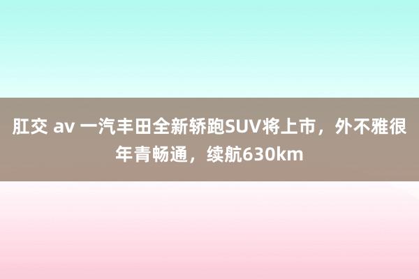 肛交 av 一汽丰田全新轿跑SUV将上市，外不雅很年青畅通，续航630km