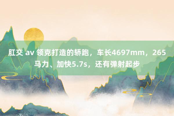 肛交 av 领克打造的轿跑，车长4697mm，265马力、加快5.7s，还有弹射起步
