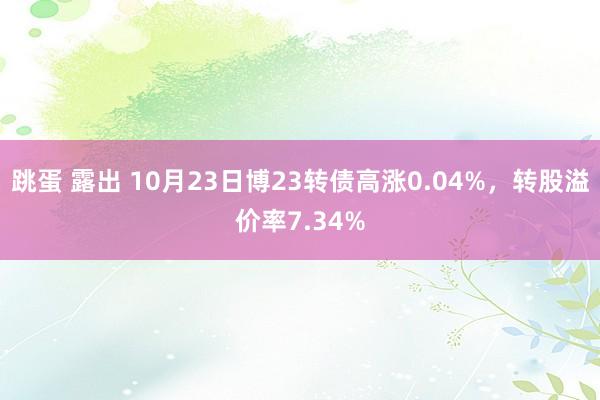 跳蛋 露出 10月23日博23转债高涨0.04%，转股溢价率7.34%