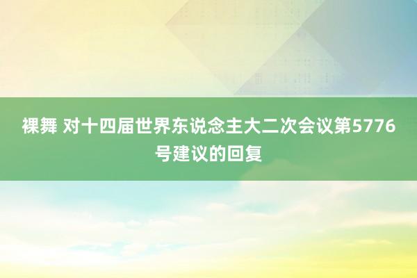 裸舞 对十四届世界东说念主大二次会议第5776号建议的回复
