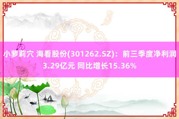 小萝莉穴 海看股份(301262.SZ)：前三季度净利润3.29亿元 同比增长15.36%