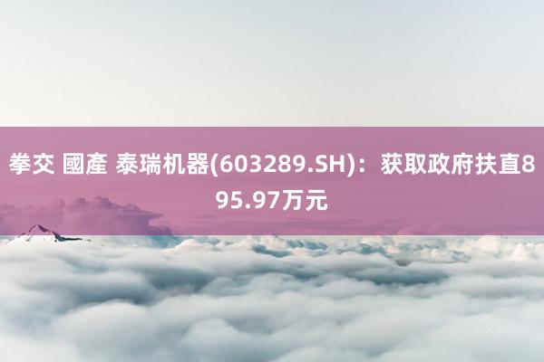 拳交 國產 泰瑞机器(603289.SH)：获取政府扶直895.97万元