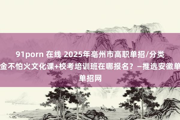 91porn 在线 2025年亳州市高职单招/分类磨真金不怕火文化课+校考培训班在哪报名？—推选安徽单招网