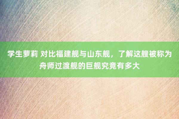 学生萝莉 对比福建舰与山东舰，了解这艘被称为舟师过渡舰的巨舰究竟有多大