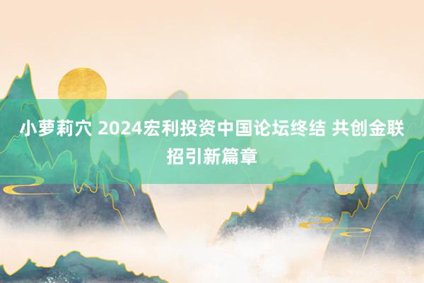 小萝莉穴 2024宏利投资中国论坛终结 共创金联招引新篇章