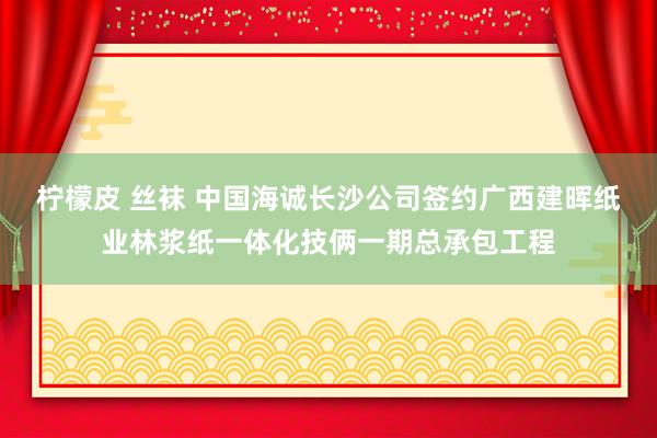 柠檬皮 丝袜 中国海诚长沙公司签约广西建晖纸业林浆纸一体化技俩一期总承包工程