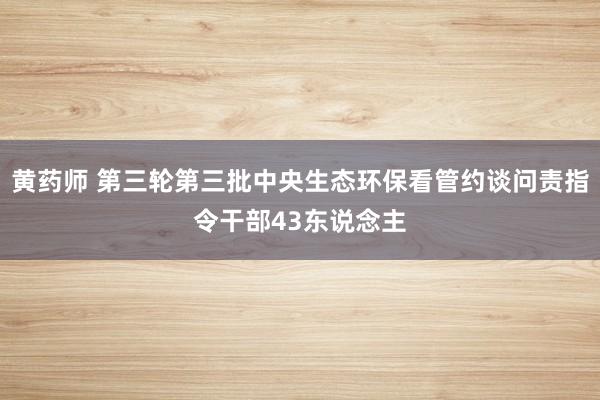 黄药师 第三轮第三批中央生态环保看管约谈问责指令干部43东说念主