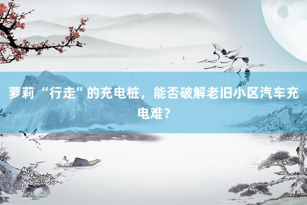 萝莉 “行走”的充电桩，能否破解老旧小区汽车充电难？