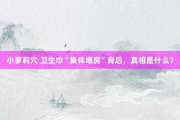 小萝莉穴 卫生巾“集体塌房”背后，真相是什么？