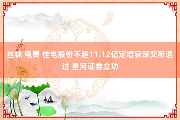 丝袜 龟责 佳电股份不超11.12亿定增获深交所通过 星河证券立功