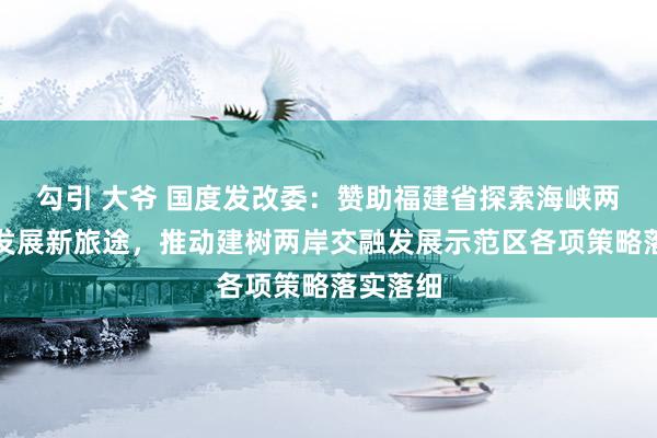 勾引 大爷 国度发改委：赞助福建省探索海峡两岸交融发展新旅途，推动建树两岸交融发展示范区各项策略落实落细