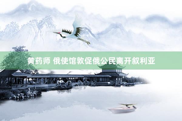 黄药师 俄使馆敦促俄公民离开叙利亚