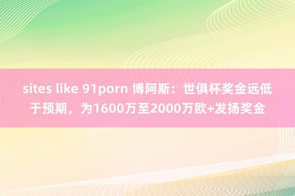 sites like 91porn 博阿斯：世俱杯奖金远低于预期，为1600万至2000万欧+发扬奖金