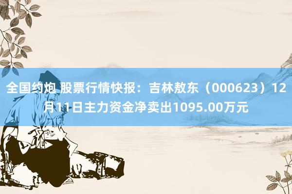全国约炮 股票行情快报：吉林敖东（000623）12月11日主力资金净卖出1095.00万元