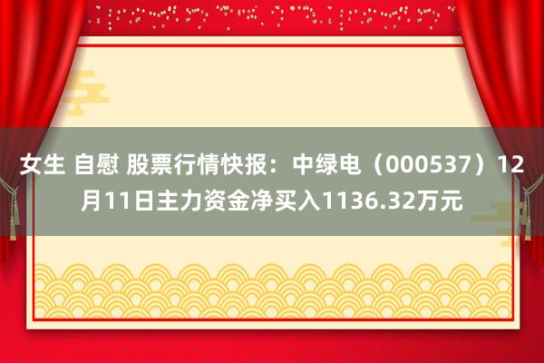 女生 自慰 股票行情快报：中绿电（000537）12月11日主力资金净买入1136.32万元