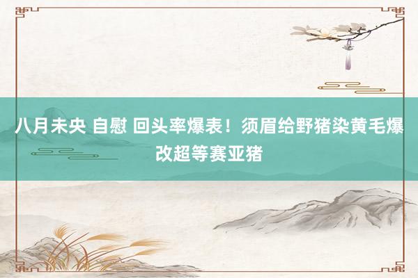 八月未央 自慰 回头率爆表！须眉给野猪染黄毛爆改超等赛亚猪