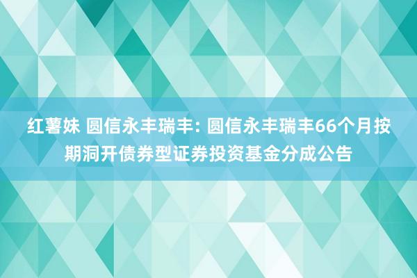 红薯妹 圆信永丰瑞丰: 圆信永丰瑞丰66个月按期洞开债券型证券投资基金分成公告