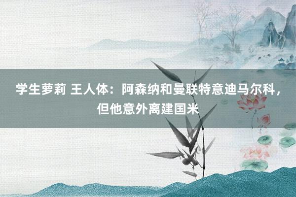 学生萝莉 王人体：阿森纳和曼联特意迪马尔科，但他意外离建国米