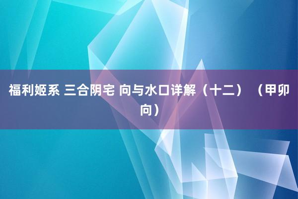 福利姬系 三合阴宅 向与水口详解（十二） （甲卯向）