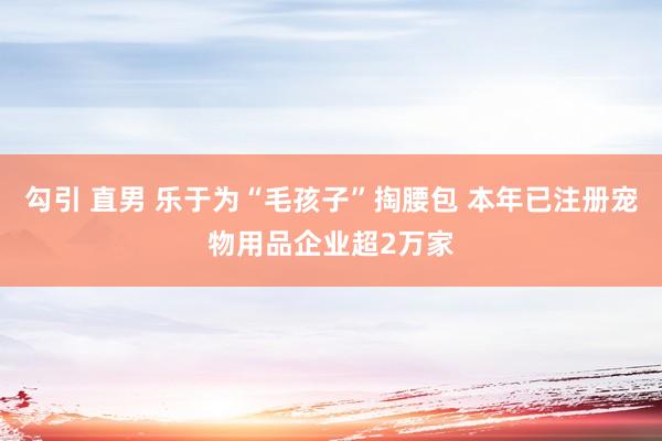 勾引 直男 乐于为“毛孩子”掏腰包 本年已注册宠物用品企业超2万家