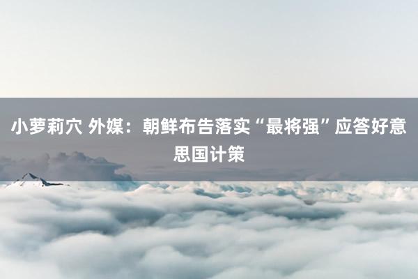 小萝莉穴 外媒：朝鲜布告落实“最将强”应答好意思国计策