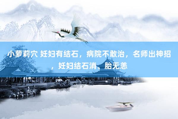 小萝莉穴 妊妇有结石，病院不敢治，名师出神招，妊妇结石消、胎无恙