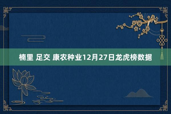 楠里 足交 康农种业12月27日龙虎榜数据