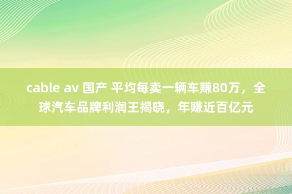 cable av 国产 平均每卖一辆车赚80万，全球汽车品牌利润王揭晓，年赚近百亿元