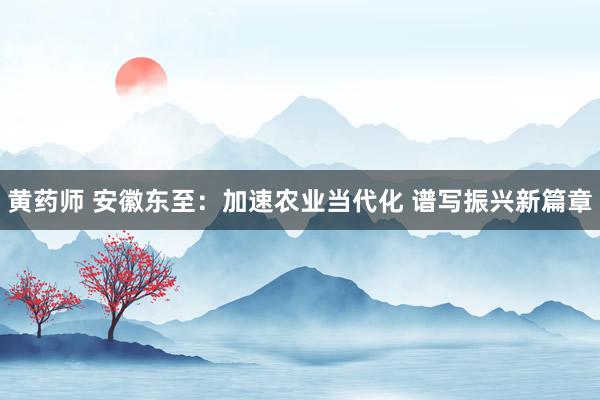 黄药师 安徽东至：加速农业当代化 谱写振兴新篇章