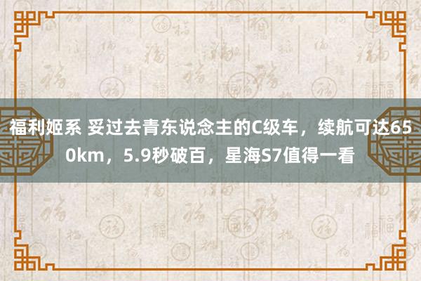 福利姬系 妥过去青东说念主的C级车，续航可达650km，5.9秒破百，星海S7值得一看