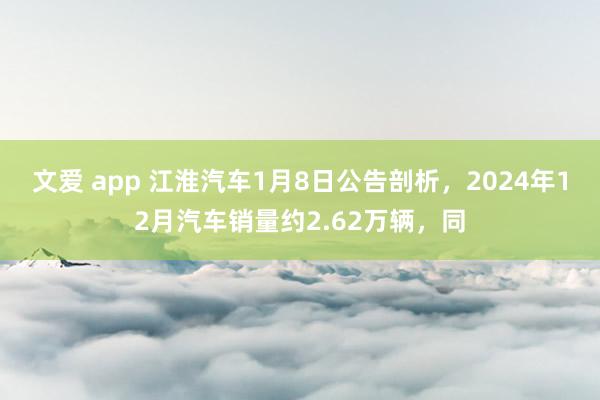 文爱 app 江淮汽车1月8日公告剖析，2024年12月汽车销量约2.62万辆，同