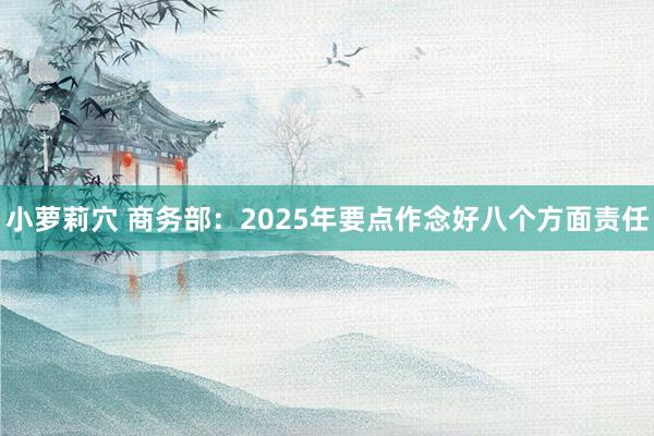小萝莉穴 商务部：2025年要点作念好八个方面责任