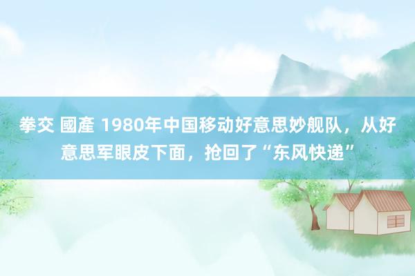 拳交 國產 1980年中国移动好意思妙舰队，从好意思军眼皮下面，抢回了“东风快递”