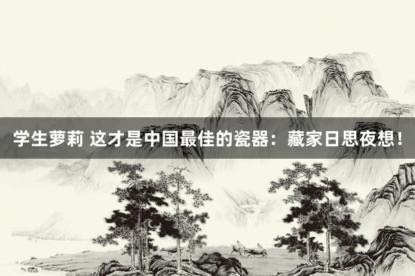学生萝莉 这才是中国最佳的瓷器：藏家日思夜想！