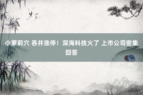 小萝莉穴 吞并涨停！深海科技火了 上市公司密集回答