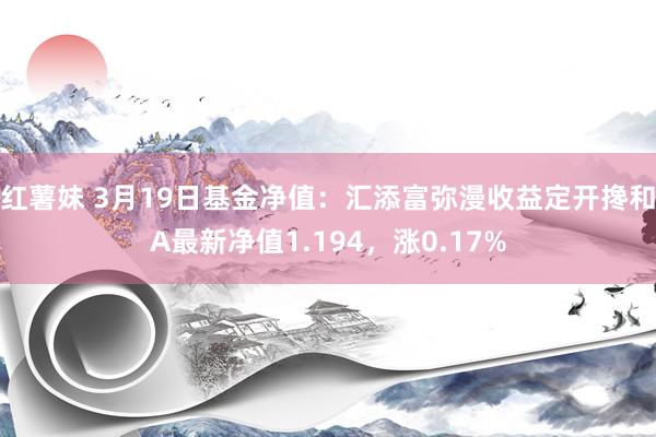 红薯妹 3月19日基金净值：汇添富弥漫收益定开搀和A最新净值1.194，涨0.17%