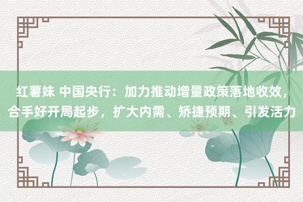 红薯妹 中国央行：加力推动增量政策落地收效，合手好开局起步，扩大内需、矫捷预期、引发活力